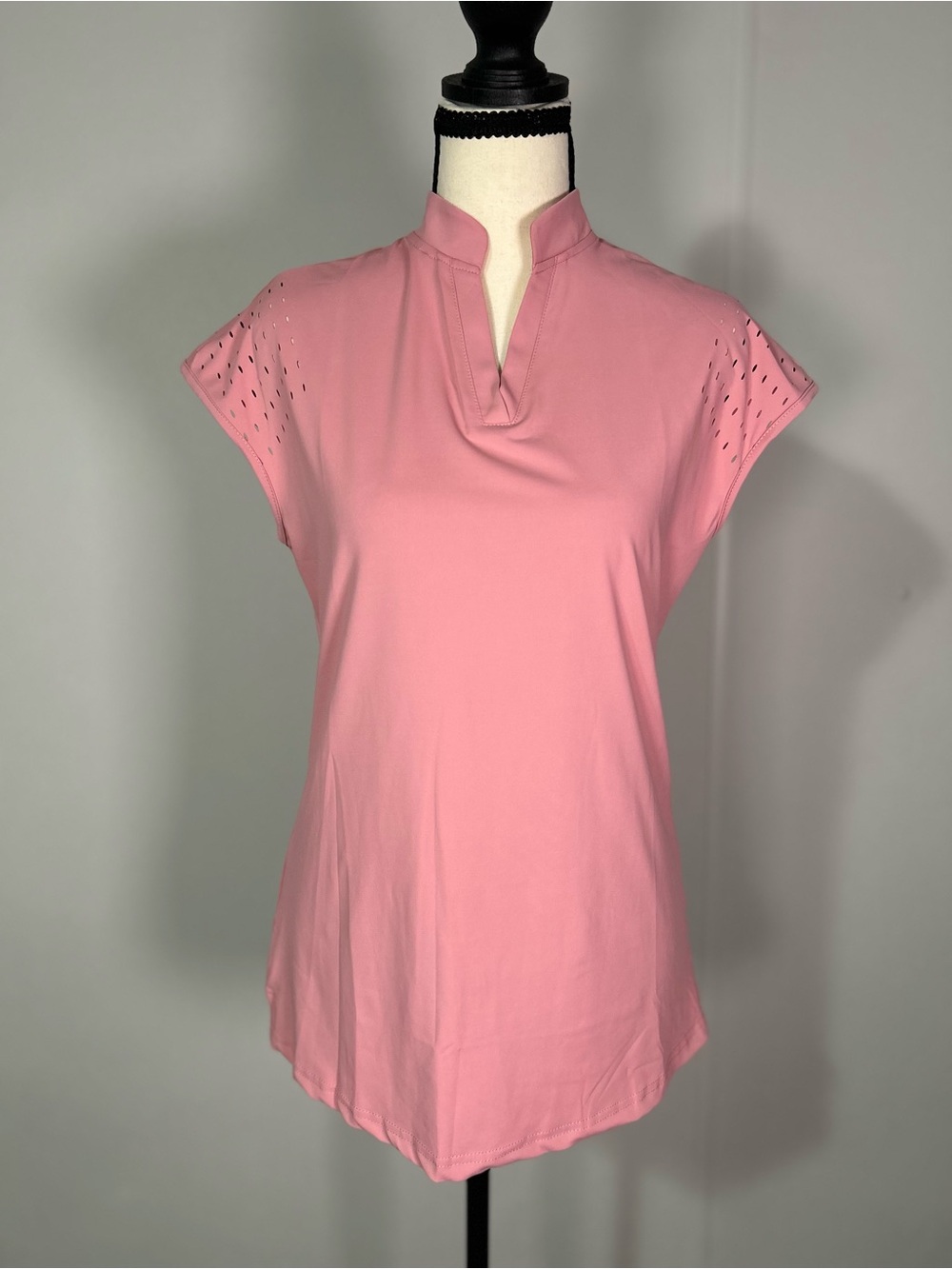 Koral Pink Mandarin Neck Cap Sleeve Tank